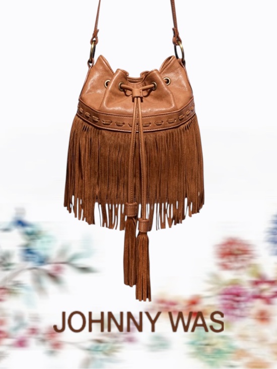 Johnny Was Handbags - NWT Johnny Was Fringe Bucket Bag Sealed Tan Italian Leather